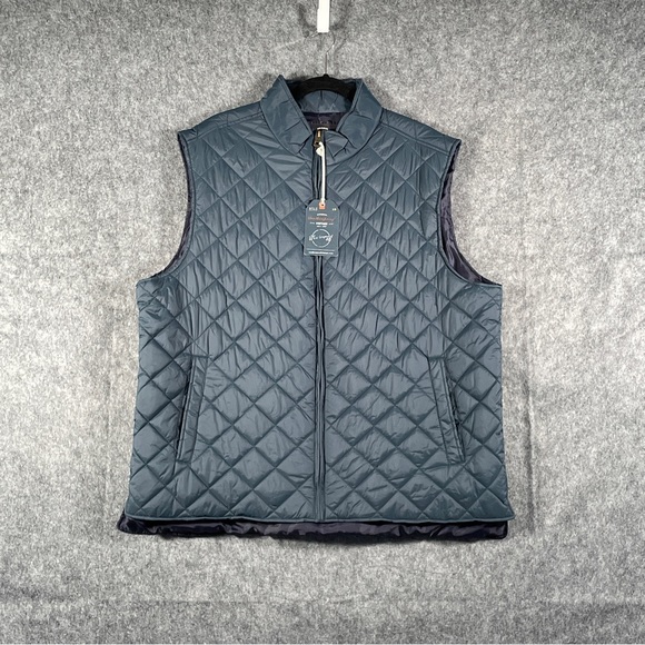 Original Waterproof Vintage Since 1948 Men Navy Blue Vest Puffer Jacket Size XXL - Picture 2 of 6